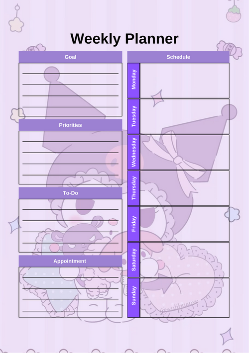 Kuromi Monthly Planner