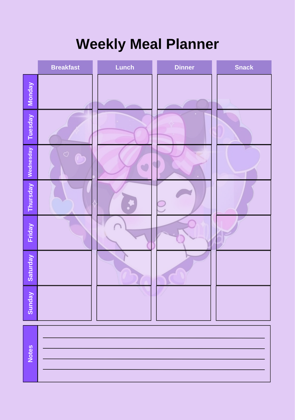 Kuromi Monthly Planner